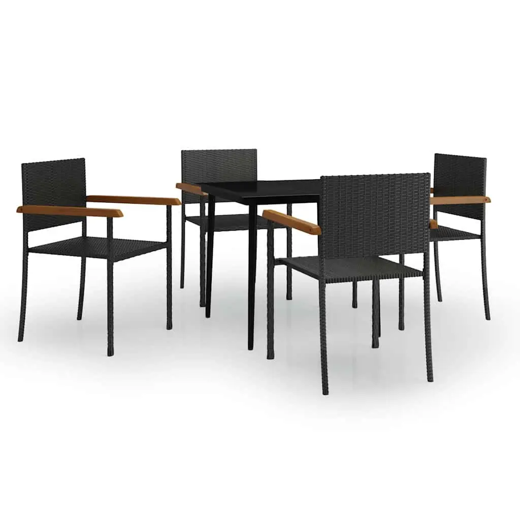 Garden Dining Set 5 Piece Outdoor Furniture Black Table Chairs Patio Rattan