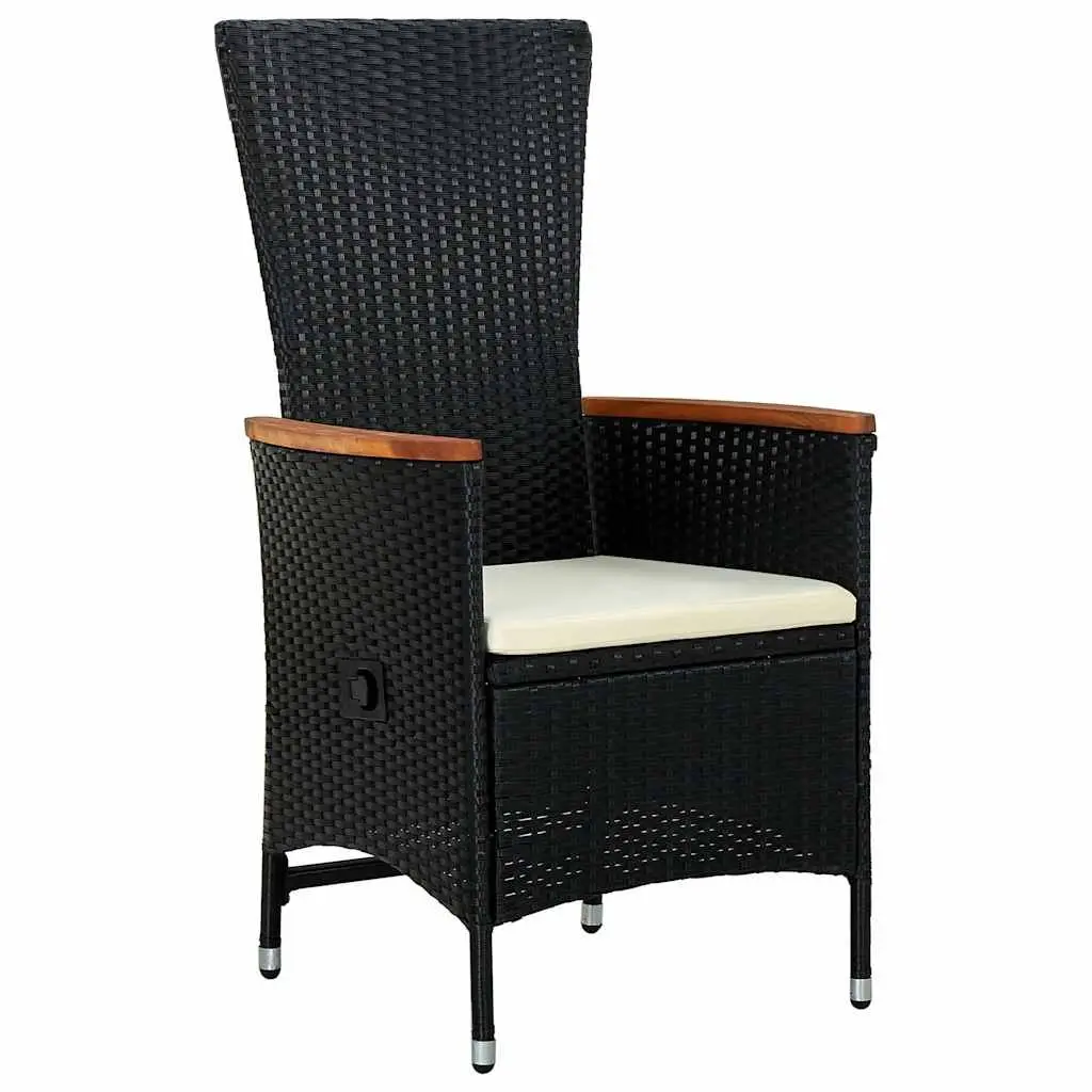Garden Dining Set 3 Piece Outdoor Furniture Black Rattan Cushions Table Chairs