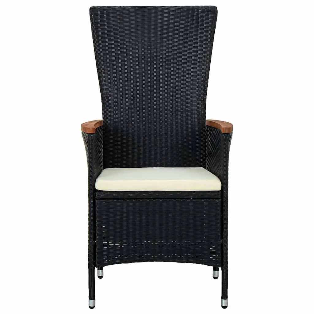 5 Piece Garden Dining Set Outdoor Patio Furniture Black Steel Rattan Chairs