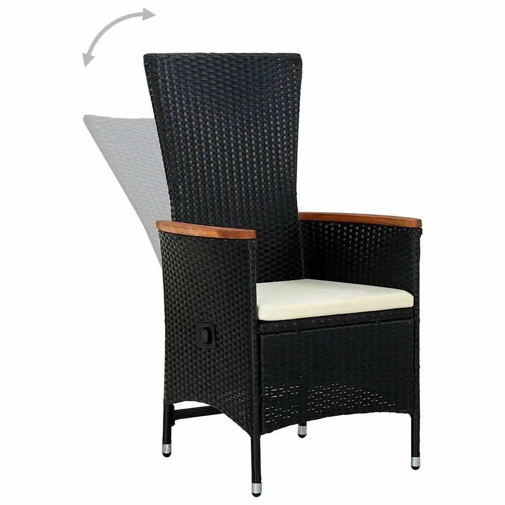 5 Piece Garden Dining Set Outdoor Patio Furniture Black Steel Rattan Chairs