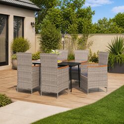 7 Piece Outdoor Garden Dining Set with Cushions Grey Patio Furniture