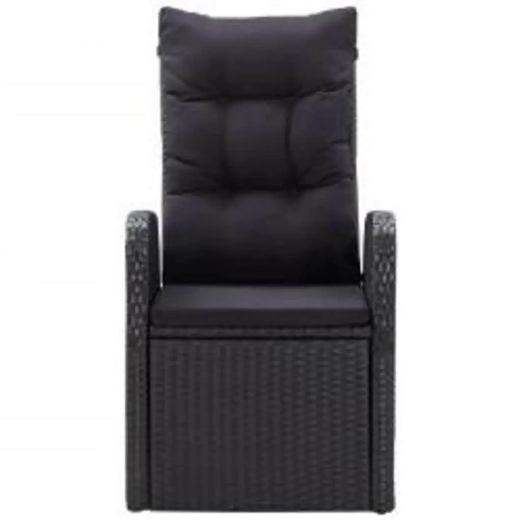 3 Piece Outdoor Garden Dining Set Black Chairs Table with Cushions Patio