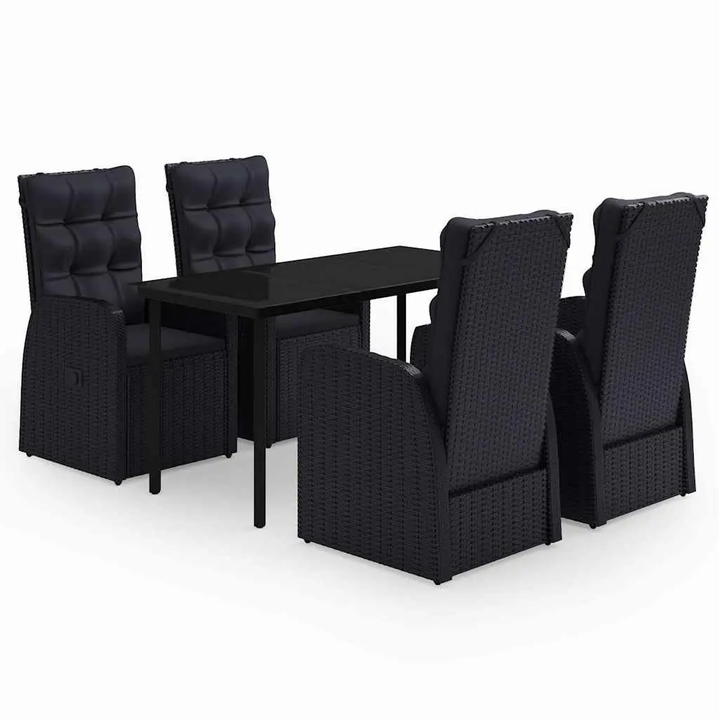 5 Piece Garden Dining Set Outdoor Patio Table Chairs with Cushions Black