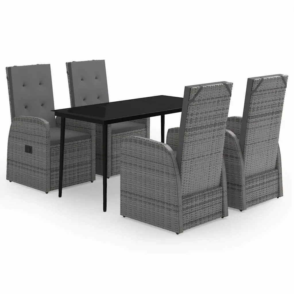 5 Piece Garden Dining Set Grey Outdoor Patio Furniture Table Chairs Cushions
