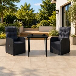 Garden Dining Set 3 Piece Outdoor Furniture Patio Table Chairs with Cushions