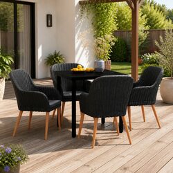 Garden Dining Set 5 Piece Outdoor Patio Furniture Table Chairs Black