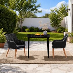 Garden Dining Set 3 Piece Outdoor Furniture Table Chairs with Cushions Black