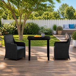 3 Piece Garden Dining Set Patio Furniture Outdoor Table Chairs with Cushions