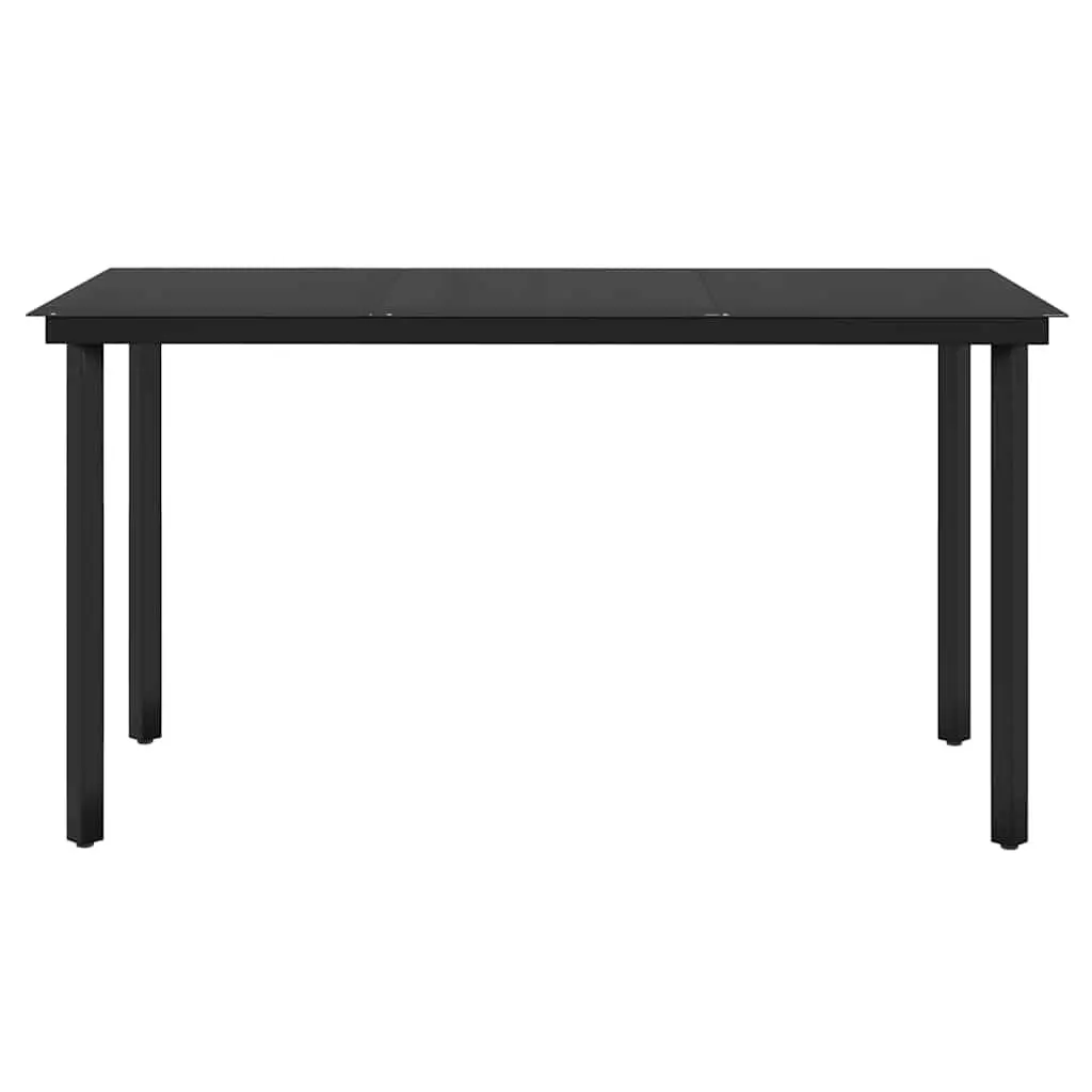 7 Piece Garden Dining Set Outdoor Patio Furniture Black Rattan Chairs Glass Table