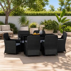 Garden Dining Set 7 Piece Outdoor Furniture Black Patio Table Chairs Cushions