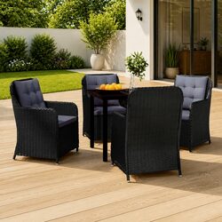 Garden Dining Set 5 Piece Outdoor Furniture Black Glass Table Patio Chair