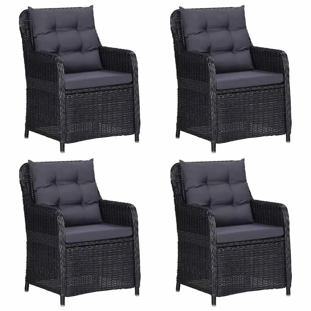 Garden Dining Set 5 Piece Outdoor Furniture Black Glass Table Patio Chair