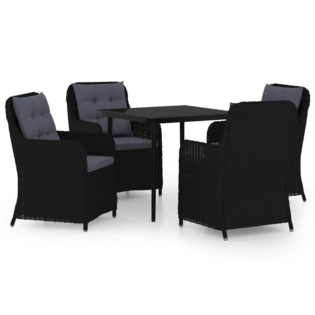 Garden Dining Set 5 Piece Outdoor Furniture Black Steel Frame PE Rattan Chairs
