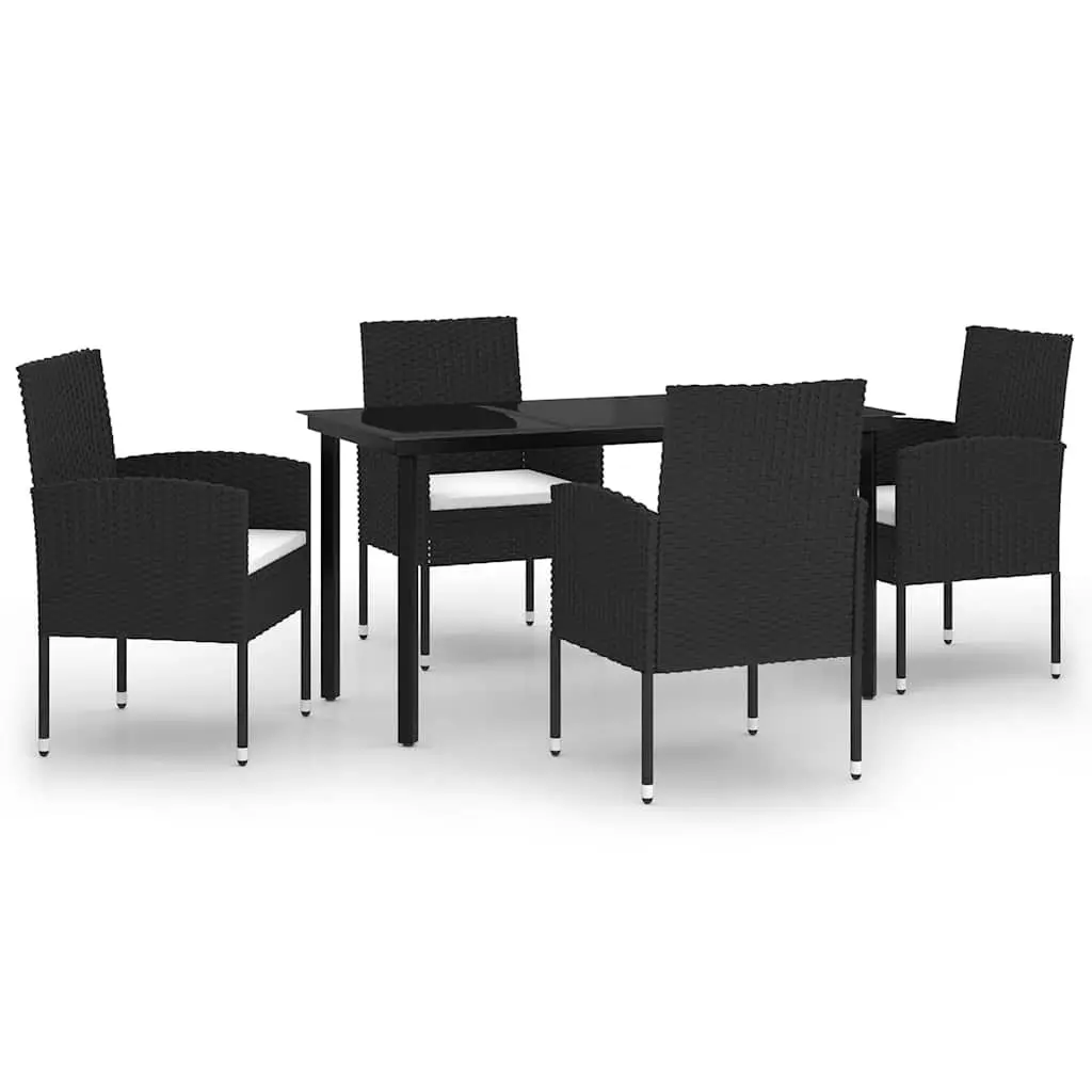 Garden Dining Set 5 Piece Outdoor Furniture Black Steel Frame Rattan Chairs