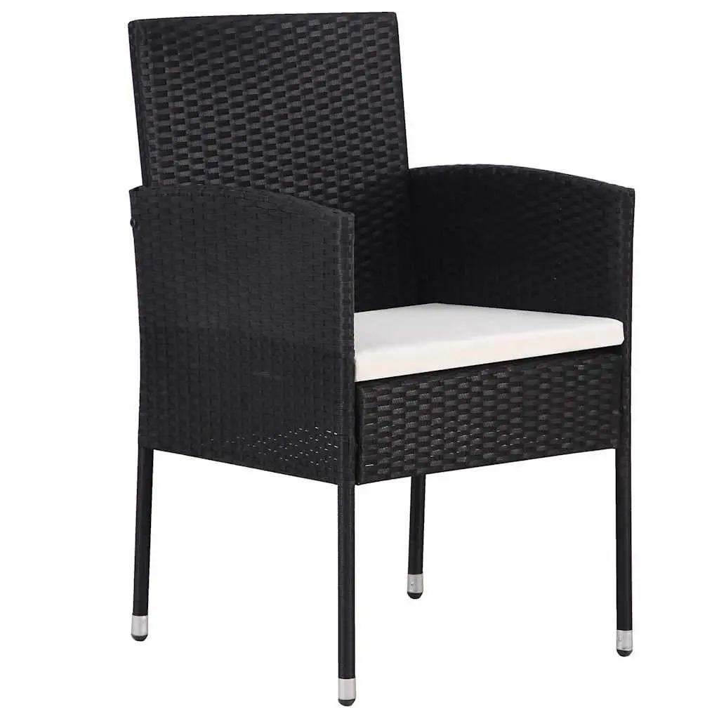 Garden Dining Set 5 Piece Outdoor Furniture Black Steel Frame Rattan Chairs