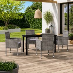 5 Piece Garden Dining Set Anthracite Outdoor Patio Furniture Steel Frame Glass