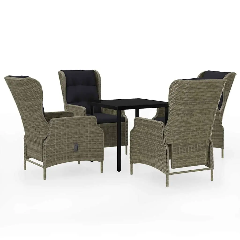 Garden Dining Set 5 Piece Outdoor Furniture Patio Table Chairs Brown