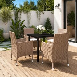 Garden Dining Set 5 Piece Outdoor Furniture Poly Rattan Chairs Table Cushions
