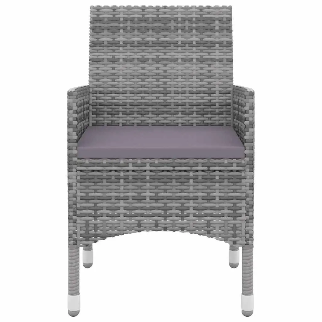 Garden Dining Set 3 Piece Outdoor Furniture PE Rattan Cushioned Grey