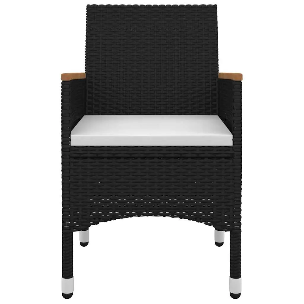 Outdoor Dining Set 3 Piece Garden Furniture Black Poly Rattan Chairs Table
