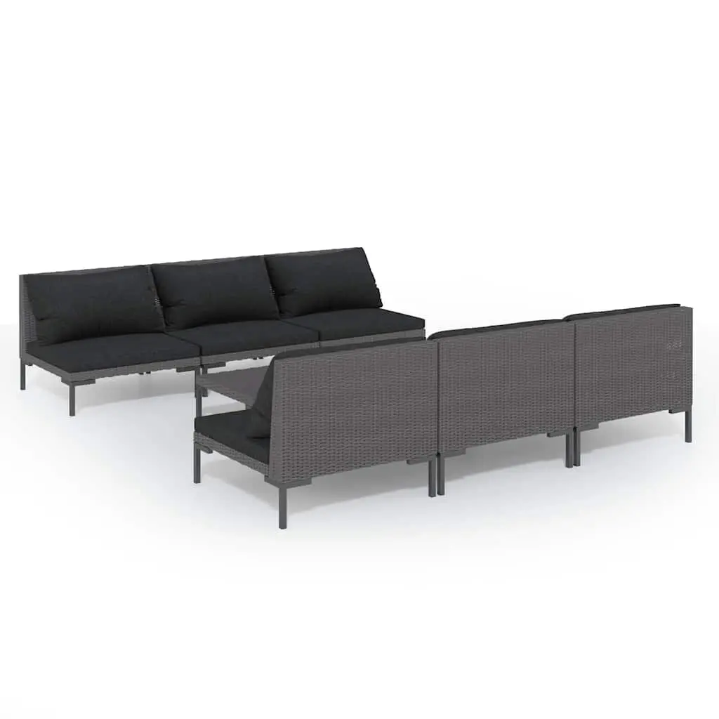 7 Piece Garden Lounge Set Outdoor Patio Furniture with Cushions Poly Rattan Grey