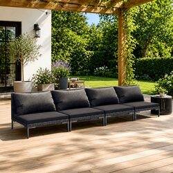 Garden Lounge Set 4 Piece Outdoor Furniture Patio Sofa Grey Cushions Rattan