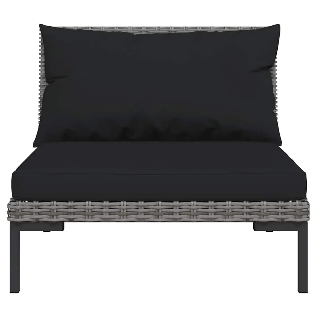 7 Piece Outdoor Garden Lounge Set Grey Rattan Patio Furniture with Cushions