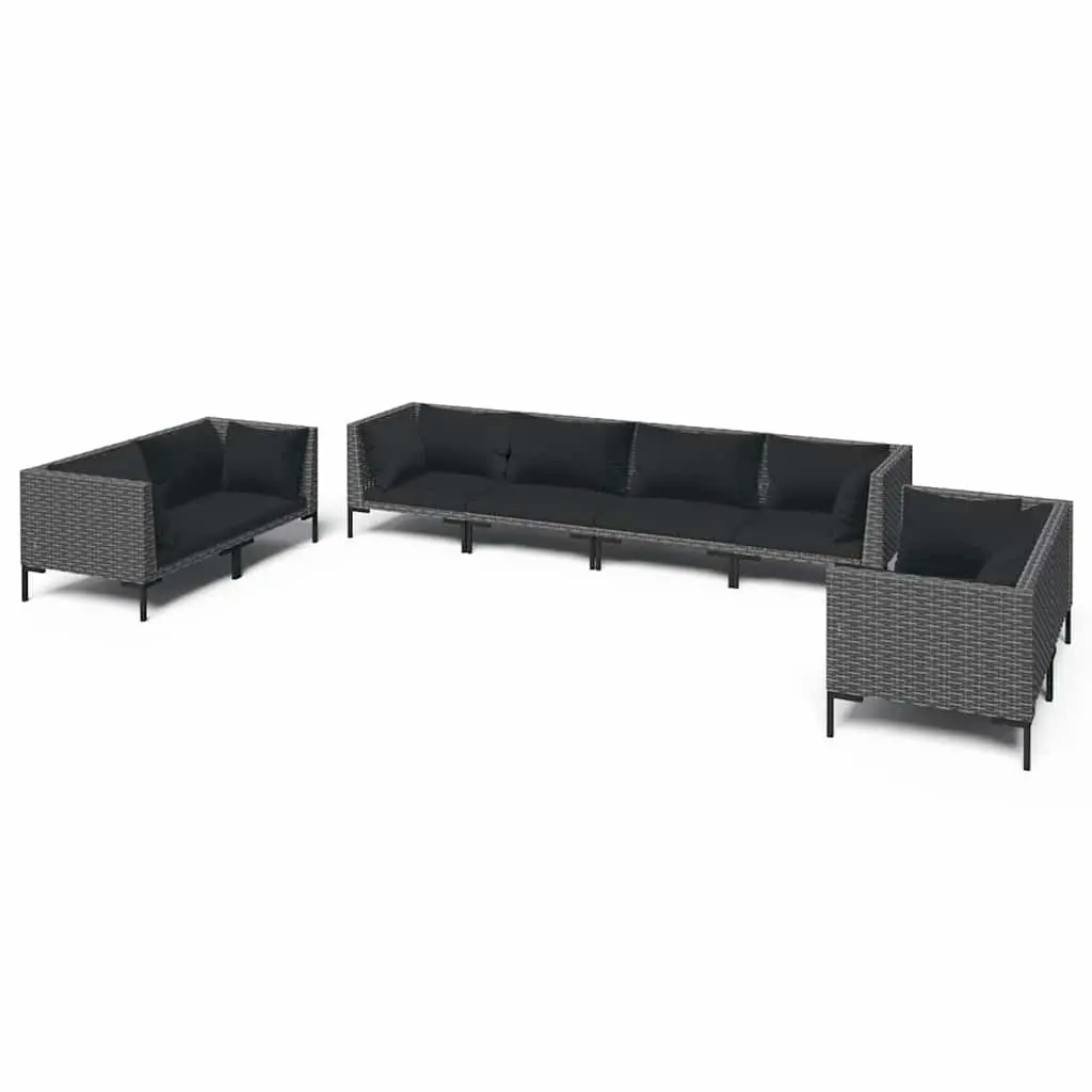 Garden Lounge Set 8 Piece Outdoor Furniture PE Rattan Grey Patio Sofa