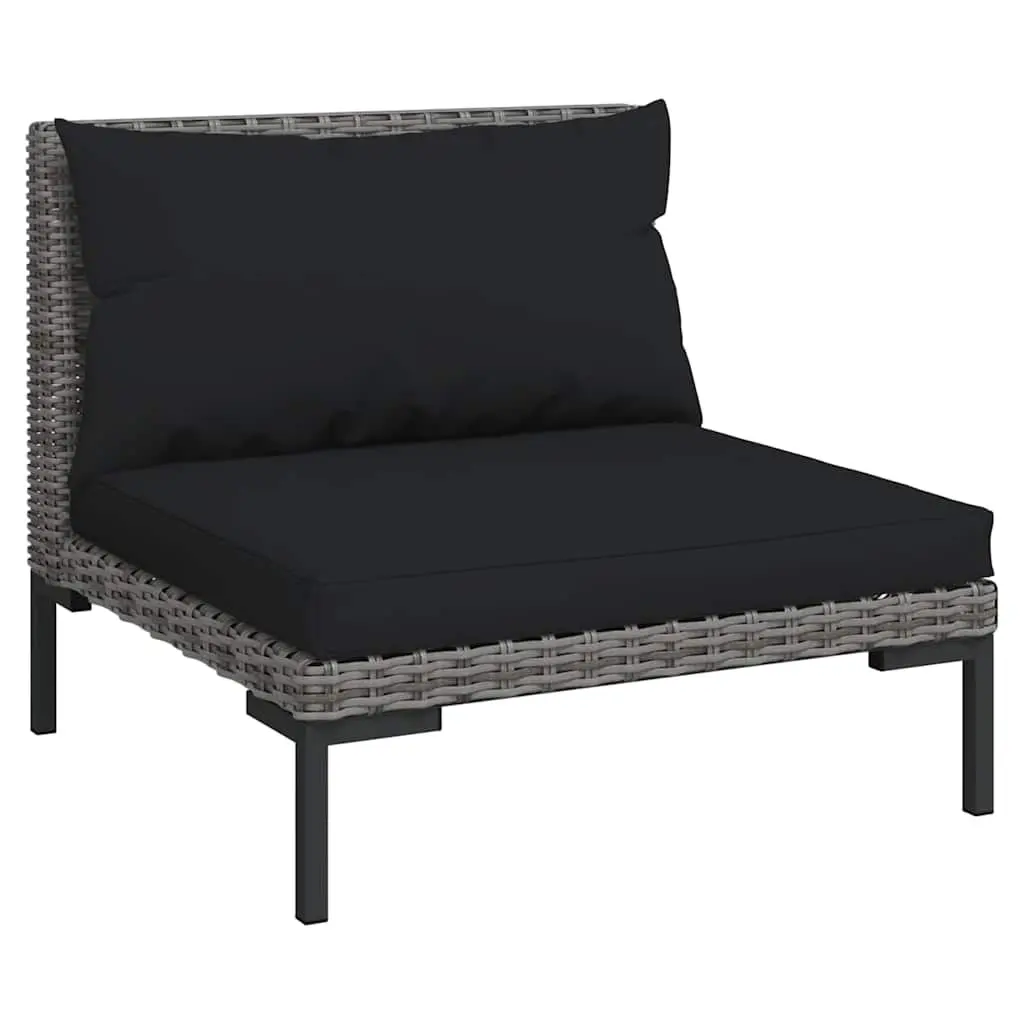 5 Piece Garden Lounge Set Poly Rattan Outdoor Patio Furniture with Cushions Grey
