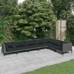 7 Piece Garden Lounge Set Outdoor Patio Furniture PE Rattan Cushions Grey