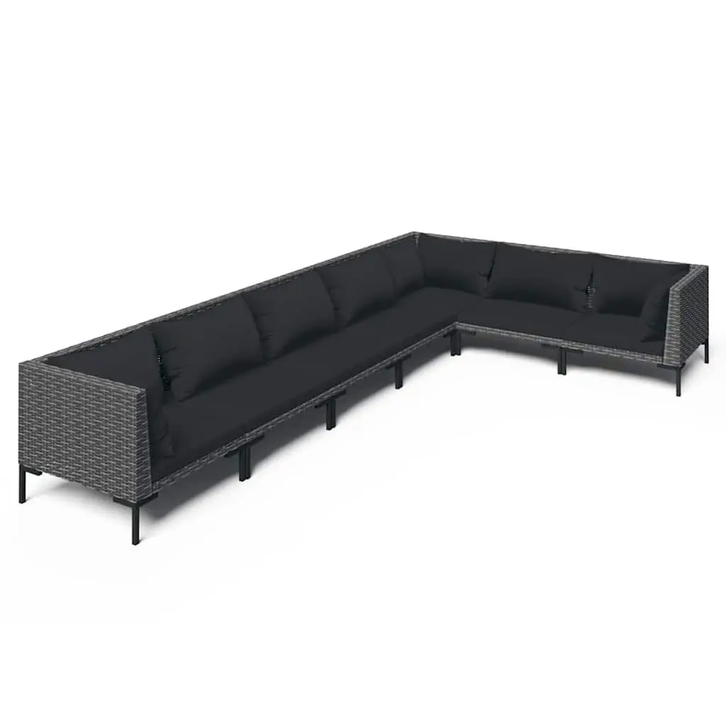 7 Piece Garden Lounge Set Outdoor Patio Furniture PE Rattan Cushions Grey