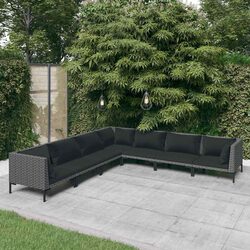 Garden Lounge Set 7 Piece Outdoor Furniture Grey Poly Rattan Patio Sofa with