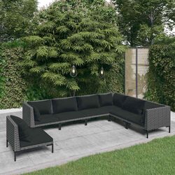 7 Piece Garden Lounge Set Outdoor Patio Furniture with Cushions Grey Rattan Sofa