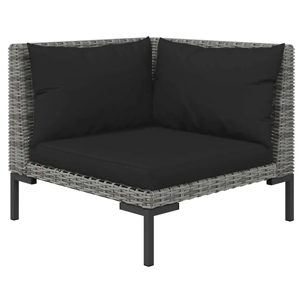 7 Piece Garden Lounge Set with Cushions Grey Poly Rattan Outdoor Patio Furniture