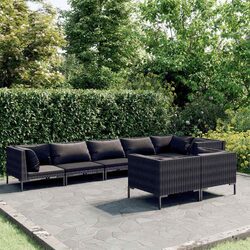 8 Piece Garden Lounge Set with Cushions Poly Rattan Outdoor Patio Furniture Grey