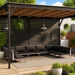 Garden Lounge Set 9 Piece Outdoor Furniture Grey Rattan Cushions Patio Sofa