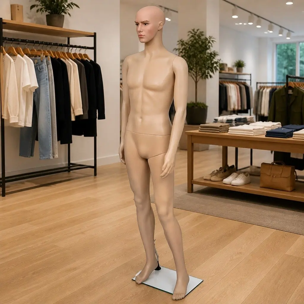 Full-Body Male Mannequin Articulated Beige Display Torso Head Arms Legs