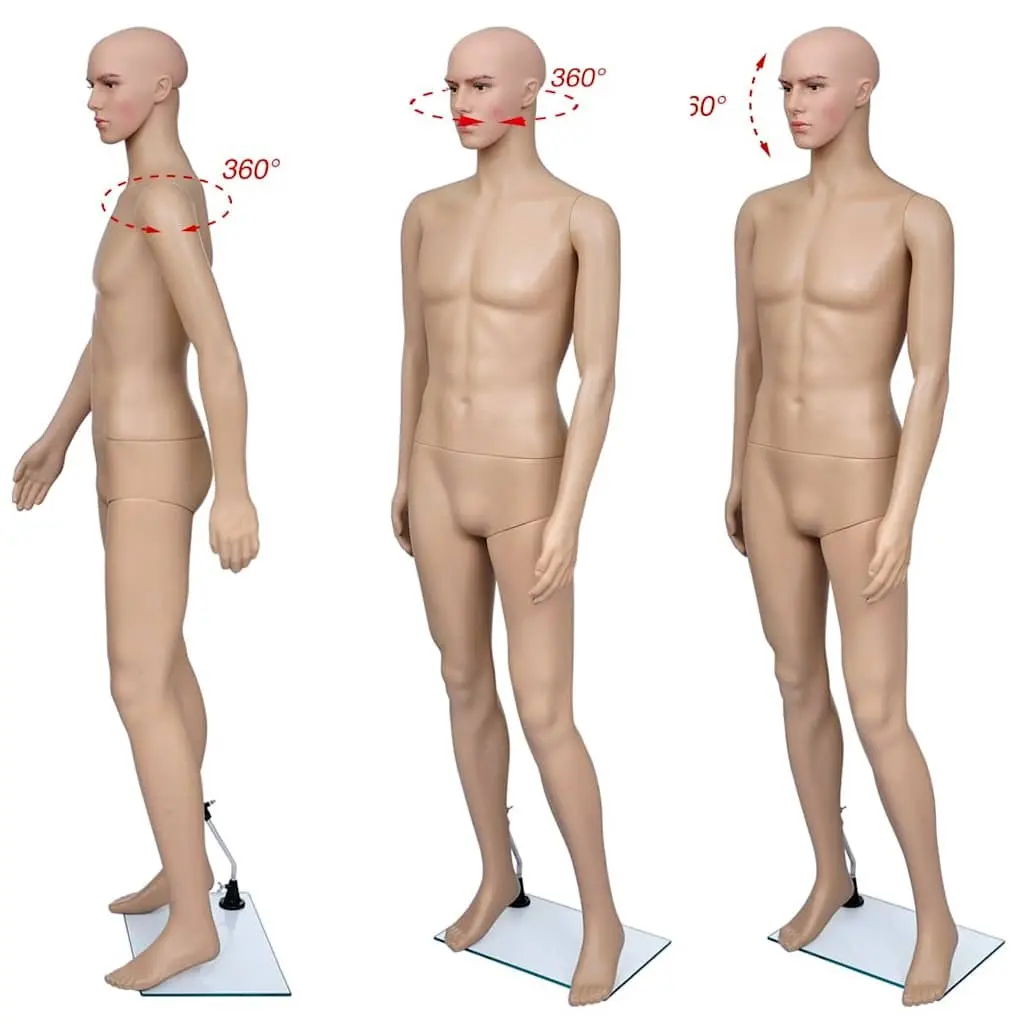 Full-Body Male Mannequin Articulated Beige Display Torso Head Arms Legs