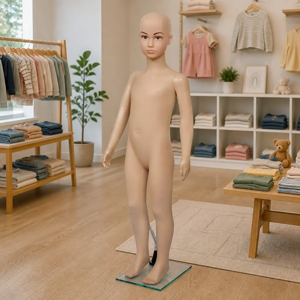 Child Mannequin Display Torso Removable Arms Rotating Beige