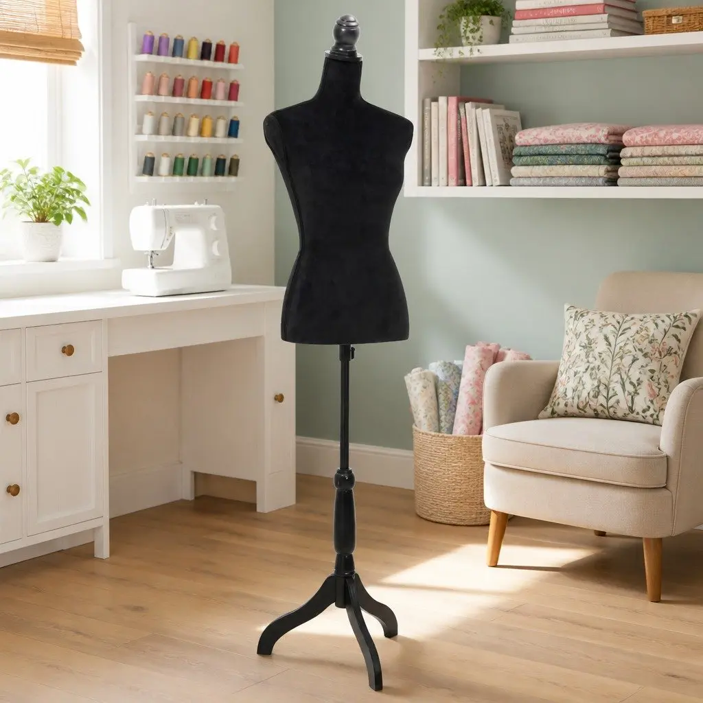Ladies Bust Display Mannequin Black Female Dressmakers Dummy Adjustable Torso