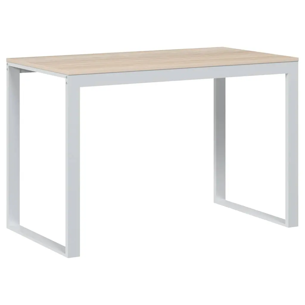 Computer Desk Modern Industrial Style Large Working Surface Brown and White