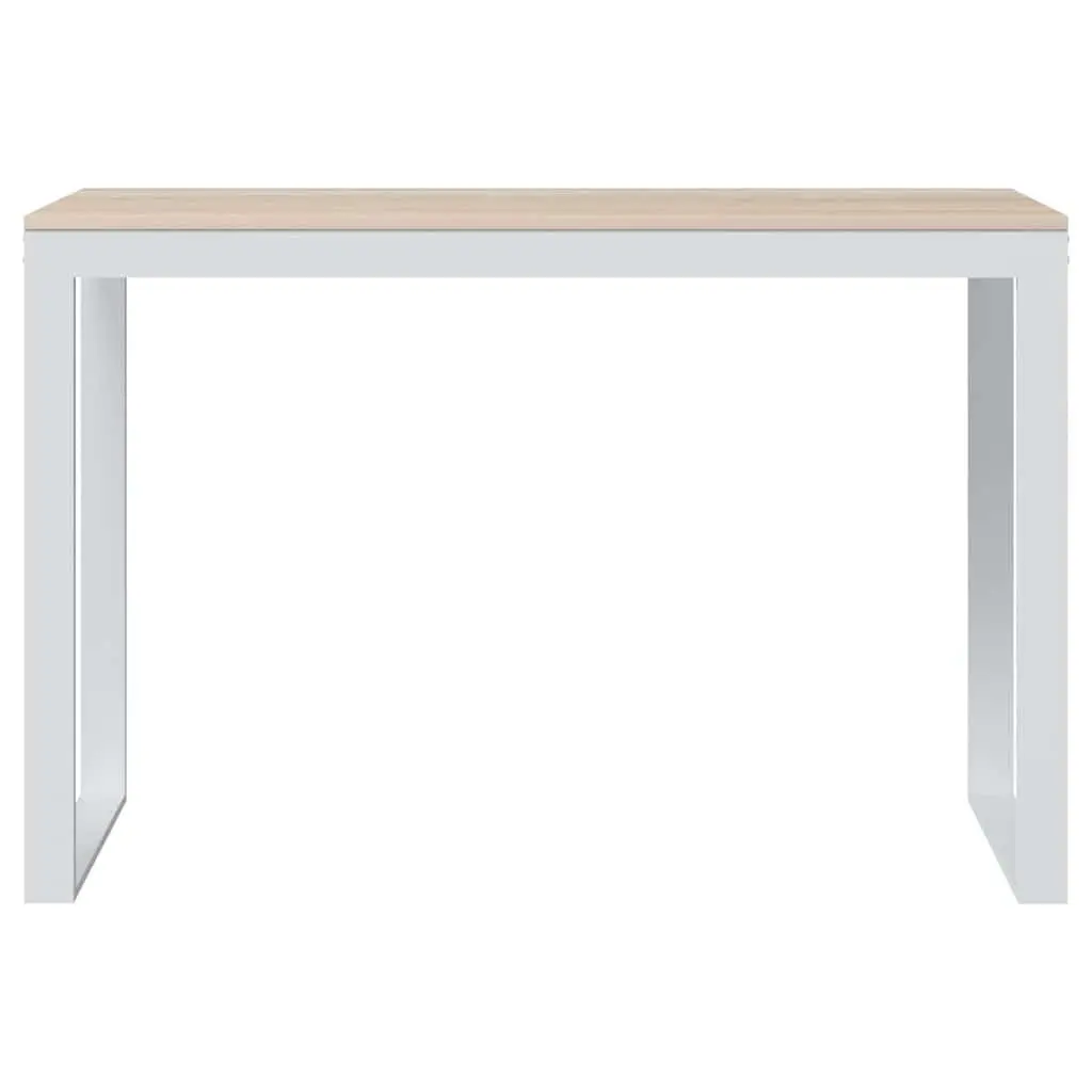 Computer Desk Modern Industrial Style Large Working Surface Brown and White