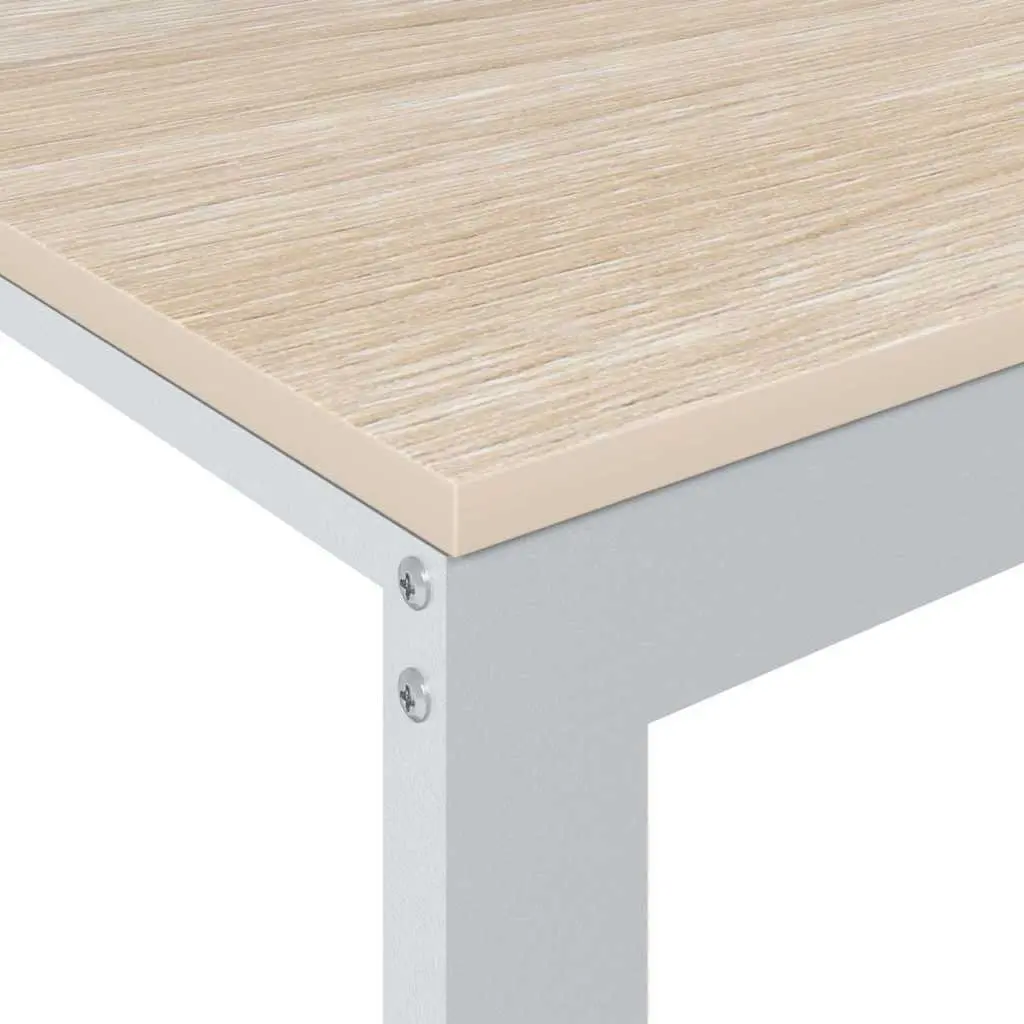 Computer Desk Modern Industrial Style Large Working Surface Brown and White