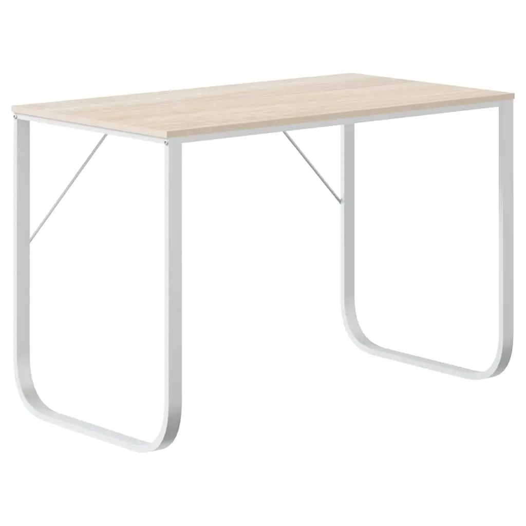 Computer Desk Engineered Wood Metal Frame Large Working Area Brown