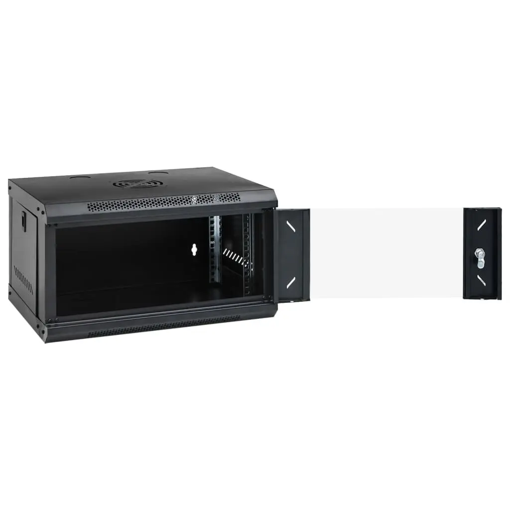 6U Wall Mounted Network Cabinet Lockable Server Rack Black 53x40x30cm
