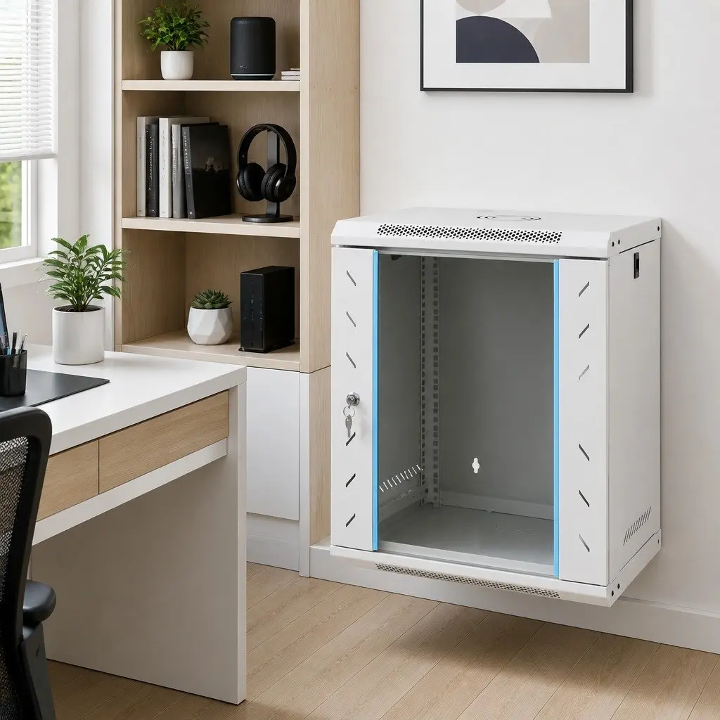 Wall Mounted Network Cabinet 12U Grey 53x40x60cm IP20 Server Data Rack