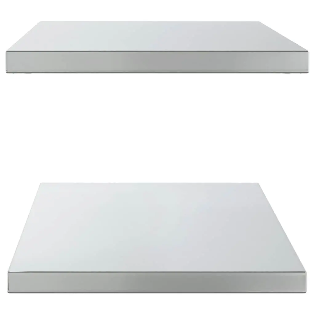 Wall Shelves Stainless Steel Floating 100x40 cm Silver 2 Piece