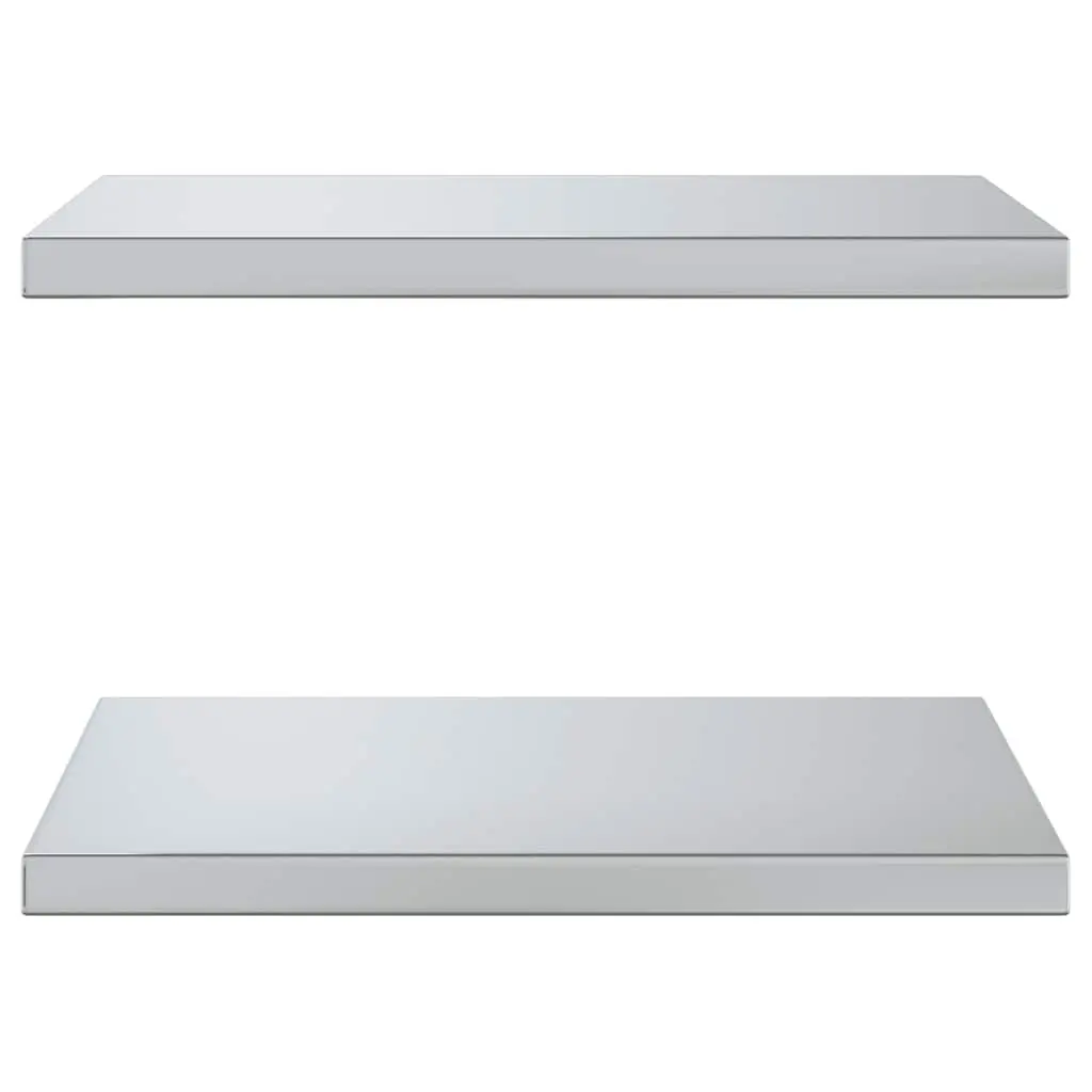 Wall Shelves Stainless Steel Floating Storage 50x40 cm Silver 2 Piece