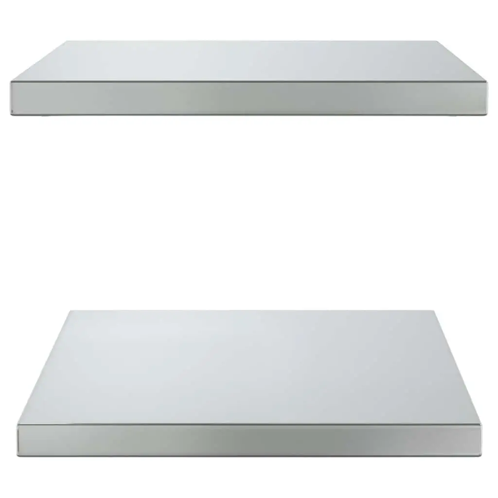 Wall Shelves Stainless Steel Floating Storage 50x40 cm Silver 2 Piece