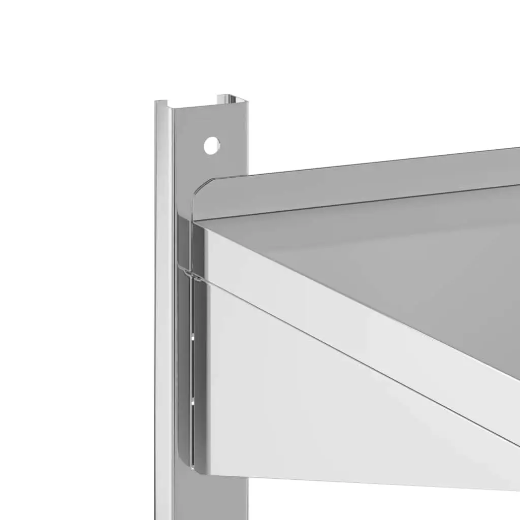 2-Tier Wall Shelf 100x40x60 cm Silver Stainless Steel Storage Rack Mounting